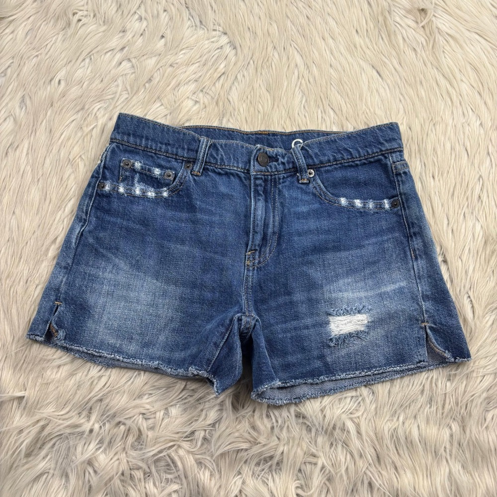 Gap Women's 24 Medium Wash Distressed Cut Off Shorts Festival Boho Classic